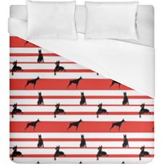 Doberman Dogs On Lines Duvet Cover (king Size) by SychEva