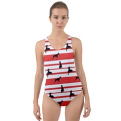 Doberman Dogs On Lines Cut-out Back One Piece Swimsuit by SychEva