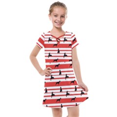 Doberman Dogs On Lines Kids  Cross Web Dress by SychEva