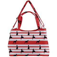 Doberman Dogs On Lines Double Compartment Shoulder Bag by SychEva
