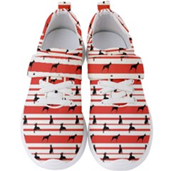 Doberman Dogs On Lines Men s Velcro Strap Shoes by SychEva