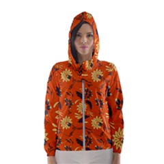 Folk Flowers Pattern  Women s Hooded Windbreaker by Eskimos