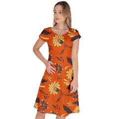 Folk Flowers Pattern  Classic Short Sleeve Dress by Eskimos