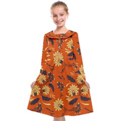 Folk Flowers Pattern  Kids  Midi Sailor Dress by Eskimos