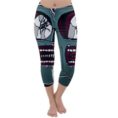 Colored Creepy Man Portrait Illustration Capri Winter Leggings  by dflcprintsclothing