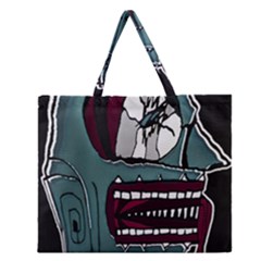 Colored Creepy Man Portrait Illustration Zipper Large Tote Bag by dflcprintsclothing