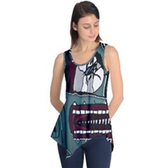 Colored Creepy Man Portrait Illustration Sleeveless Tunic by dflcprintsclothing