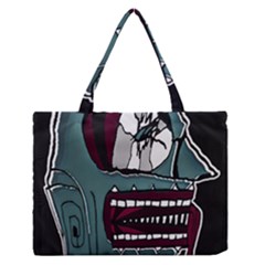 Colored Creepy Man Portrait Illustration Zipper Medium Tote Bag by dflcprintsclothing