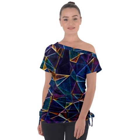 Broken Bubbles Off Shoulder Tie-up Tee by MRNStudios