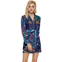 Broken Bubbles Long Sleeve Satin Robe