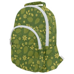 Folk Flowers Pattern Floral Surface Design  Rounded Multi Pocket Backpack by Eskimos