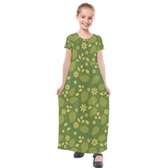 Folk Flowers Pattern Floral Surface Design  Kids  Short Sleeve Maxi Dress by Eskimos