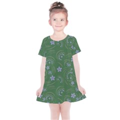 Folk Flowers Pattern Floral Surface Design Kids  Simple Cotton Dress by Eskimos