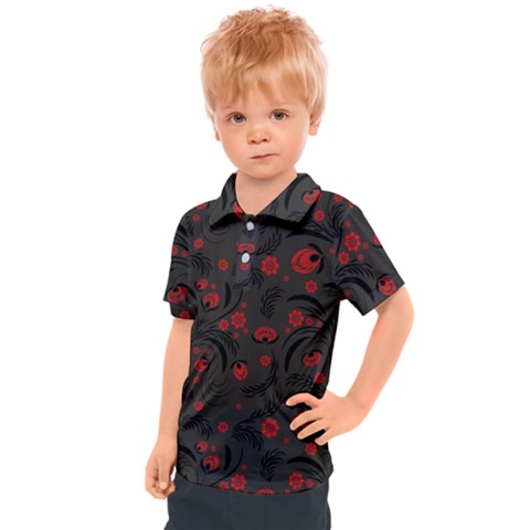 Folk Flowers Pattern Floral Surface Design Kids  Polo Tee by Eskimos