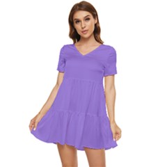 Color Medium Purple Tiered Short Sleeve Mini Dress by Kultjers