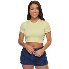 Color Pale Goldenrod Side Button Cropped Tee