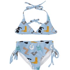 Unusual And Funny Tetris Cats Kids  Classic Bikini Set