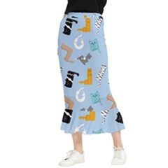 Unusual And Funny Tetris Cats Maxi Fishtail Chiffon Skirt