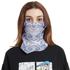 Blue Biro Arabesque  Face Covering Bandana (two Sides) by kaleidomarblingart