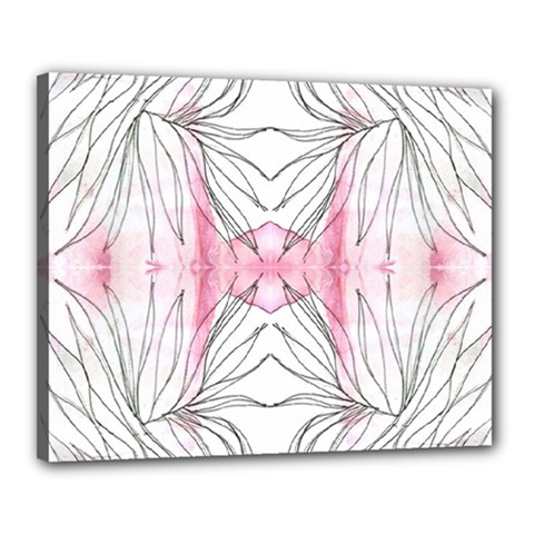 Line Drawing On Pink Canvas 20  X 16  (stretched) by kaleidomarblingart