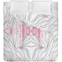 Line Drawing On Pink Duvet Cover Double Side (king Size) by kaleidomarblingart