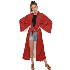 Print Cornell Red Pattern Design Maxi Kimono by dflcprintsclothing