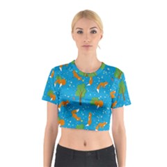 Red Fox In The Forest Cotton Crop Top by SychEva