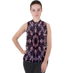 Rose Gold Mandala Mock Neck Chiffon Sleeveless Top by MRNStudios