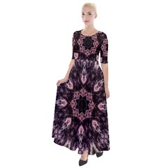 Rose Gold Mandala Half Sleeves Maxi Dress by MRNStudios