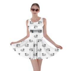 Funny Monster Feline Drawing Motif Pattern Skater Dress by dflcprintsclothing