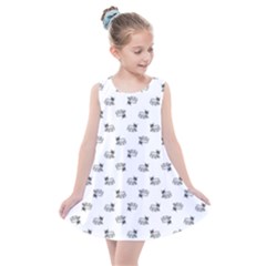 Funny Monster Feline Drawing Motif Pattern Kids  Summer Dress by dflcprintsclothing