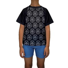 Baphomet Pentagram Kids  Short Sleeve Swimwear by Malvagia