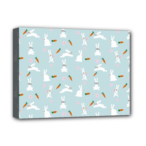 Funny And Funny Hares  And Rabbits In The Meadow Deluxe Canvas 16  X 12  (stretched)  by SychEva