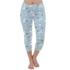 Funny And Funny Hares  And Rabbits In The Meadow Capri Winter Leggings  by SychEva