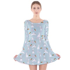 Funny And Funny Hares  And Rabbits In The Meadow Long Sleeve Velvet Skater Dress by SychEva