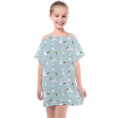 Funny And Funny Hares  And Rabbits In The Meadow Kids  One Piece Chiffon Dress by SychEva