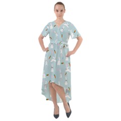 Funny And Funny Hares  And Rabbits In The Meadow Front Wrap High Low Dress by SychEva