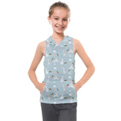 Funny And Funny Hares  And Rabbits In The Meadow Kids  Sleeveless Hoodie by SychEva