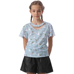 Funny And Funny Hares  And Rabbits In The Meadow Kids  Front Cut Tee by SychEva