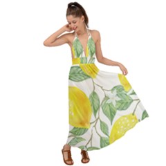 Vintage Lemons Backless Maxi Beach Dress by SomethingForEveryone