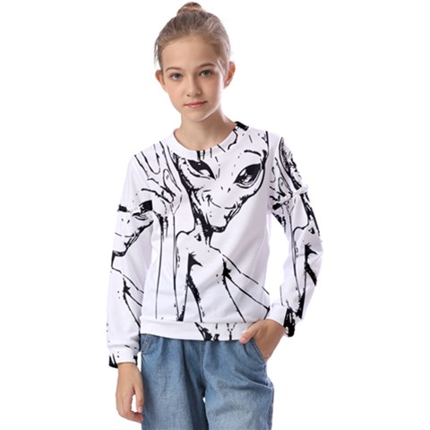 Paul Alien Kids  Long Sleeve Tee With Frill  by KenArtShop