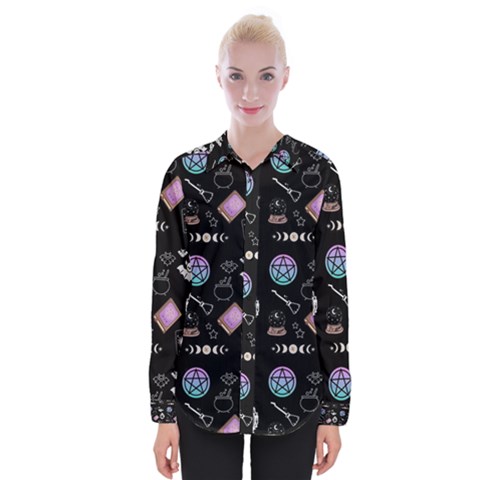 Witch Goth Pastel Pattern Womens Long Sleeve Shirt by InPlainSightStyle