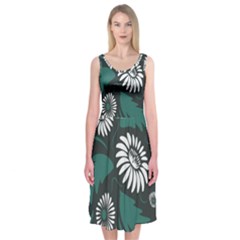 Folk Flowers Pattern Midi Sleeveless Dress by Eskimos