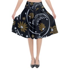 Folk Flowers Pattern Flared Midi Skirt by Eskimos