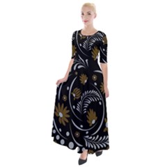 Folk Flowers Pattern Half Sleeves Maxi Dress by Eskimos