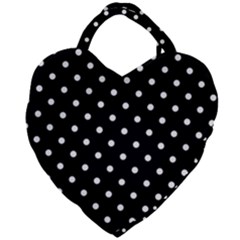 1950 Black White Dots Giant Heart Shaped Tote by SomethingForEveryone