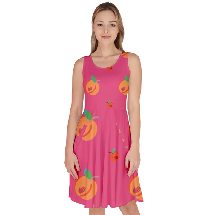 Pink Legacy Peaches Knee Length Skater Dress With Pockets