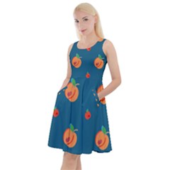 Blue Spanked Peach Otk Length Skater Dress With Pockets by SpankoGoods