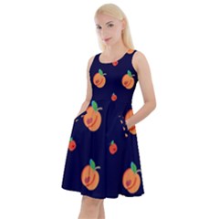 Navy Legacy Peaches Knee Length Skater Dress With Pockets