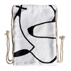 Black And White Abstract Linear Decorative Art Drawstring Bag (large) by dflcprintsclothing